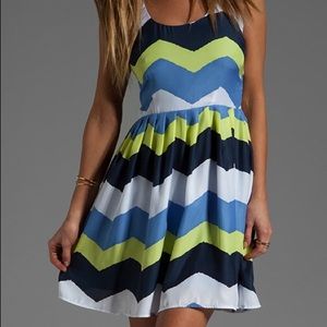Fit and Flare Chevron Patterned Dress
